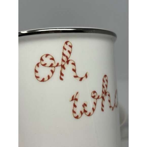 Pottery Barn lot of 2 Peppermint Sentiments HO HO HO Christmas Mugs Holiday - Picture 6 of 11